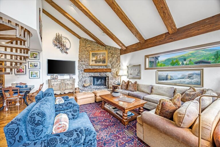 Living Room Seating - Wood Burning Fireplace 